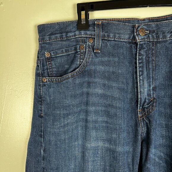 Levis Jeans Mens 33x30 569 Blue Loose Straight Dark Wash Whiskered Cotton Denim - Picture 2 of 8